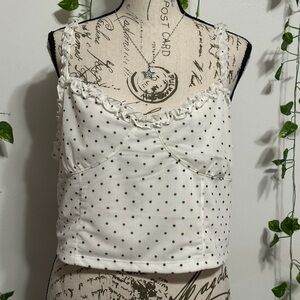 Aeropostale White and Black Polka Dot Top
